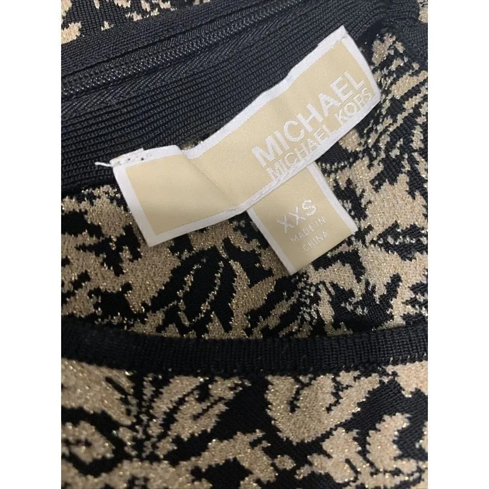 michael kors womens beige black short sleeve Sweater midi dress Xxs 00